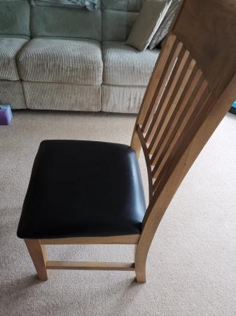 Image 2 of Dining or office chair, solid wood and black leather