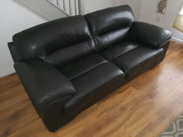 Image 1 of Brown Italian Leather Sofa Superb Condition Bargain