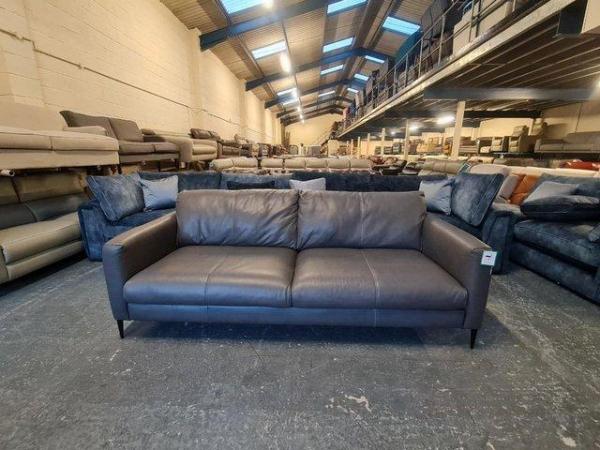 Image 1 of Ex-display Massimo grey leather large 3 seater sofa