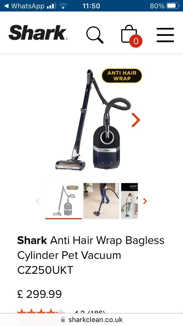 Preview of the first image of Shark bagless cylinder pet vacuum cleaner.