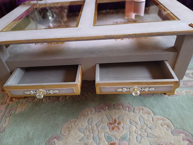 Preview of the first image of Upcycled Coffee/display table. 'Antoinette in Gold".