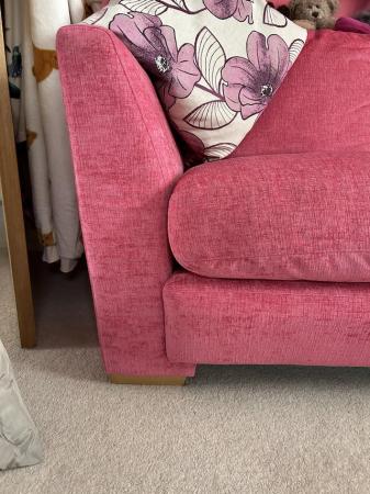 Image 3 of Harvey’s pink velour 2 seater sofa excellent condition