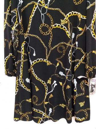 Image 5 of New Women's Wallis Smart Black Chain Print Dress Size 12