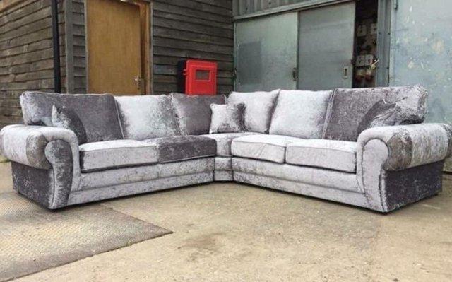 Image 1 of Tango corner sofa in silver crushed velvet