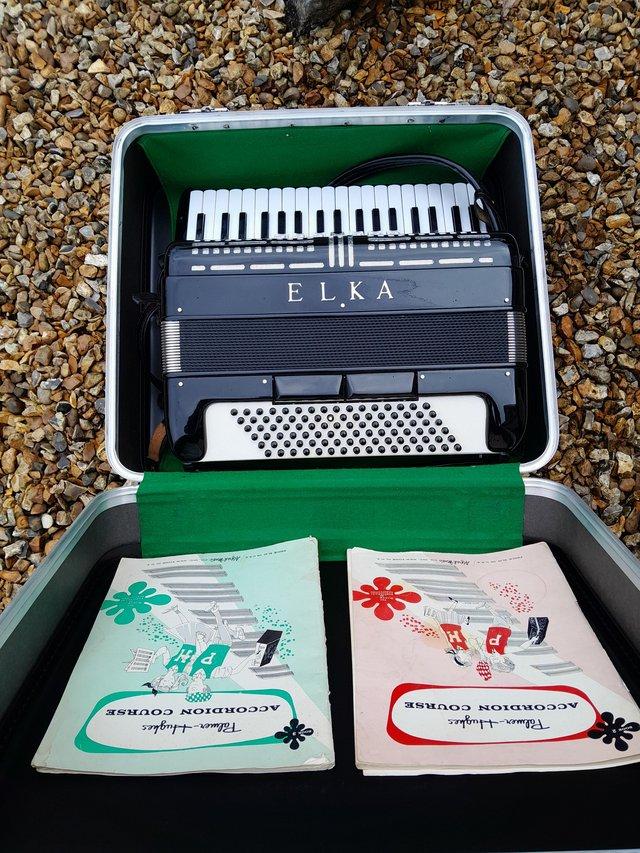 Preview of the first image of Elka 96 Bass 4 Voice Choir Accordian.