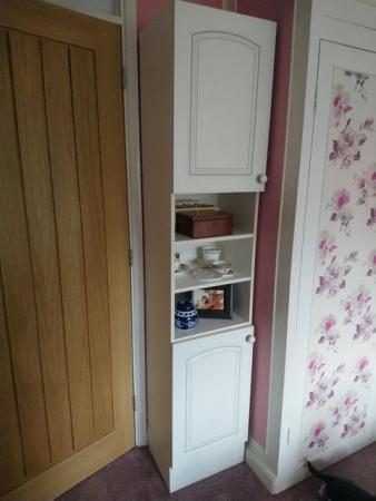 Image 1 of Bathroom tower cabinet, white