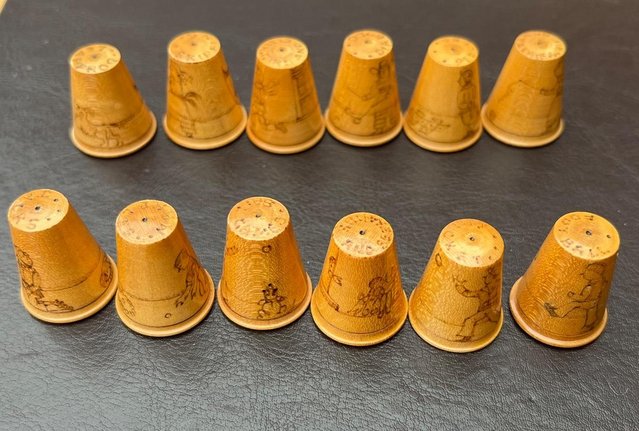 Preview of the first image of Collectors Retro Wooden Thimbles Set with pyrography.