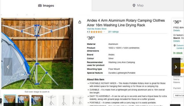 Preview of the first image of Andes 4 arm rotary airer.