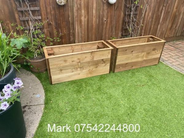 Image 5 of Pair of Rustic Bespoke Treated Garden Planters