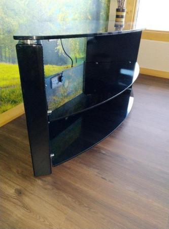 Image 3 of A 'Tech Link' black tempered glass corner TV unit