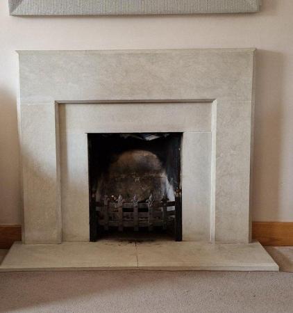 Image 3 of Limestone Fireplace in soft white