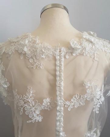 Image 7 of Bridal Lace cover up with cap sleeves and button back