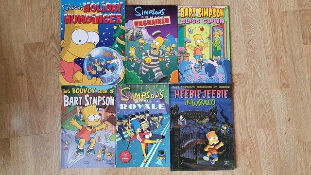 Preview of the first image of Simpsons Comic Books: six titles.