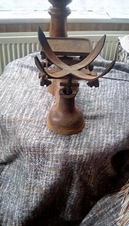 Image 6 of Old cast iron scales, brass pan(originally red)+weights