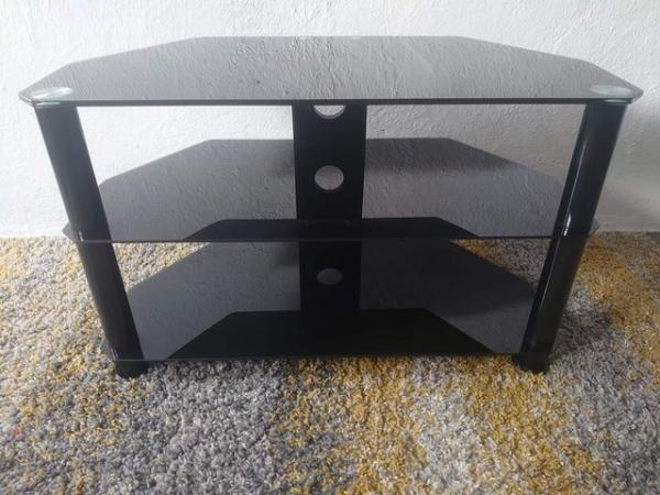 Image 2 of Black toughened glass TV stand