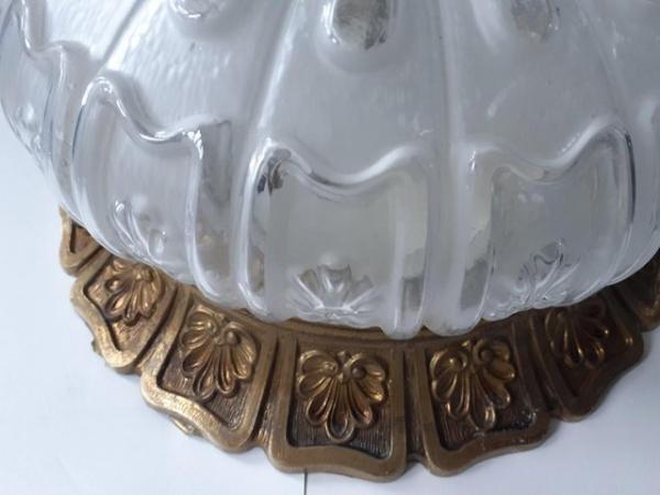 Image 3 of Vintage Glass and metal ceiling light fitting