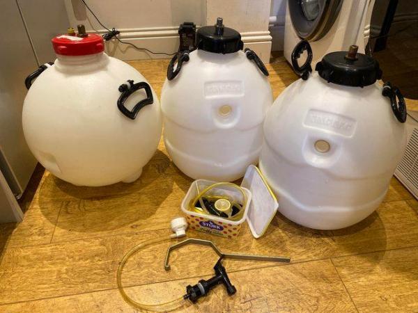 Image 1 of Home-brew Barrels x 3 c/w taps and floats