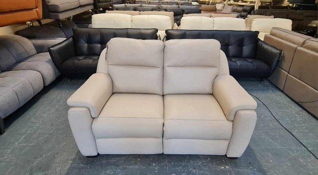 Image 9 of Parma/Strauss cream leather electric recliner 2 seater sofa