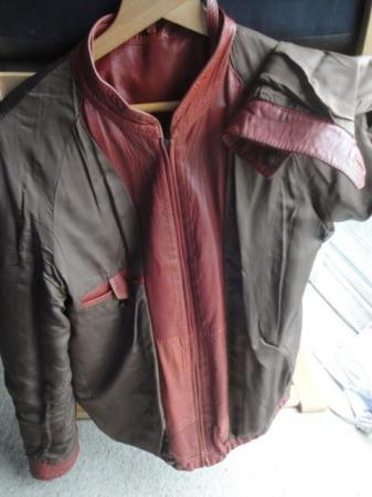Image 3 of Tan/Brown Leather Jacket 44" chest. Used (C360)