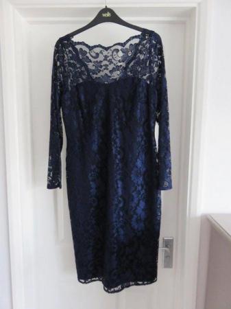 Image 1 of Wallis lace cocktail dress in navy in a size 14