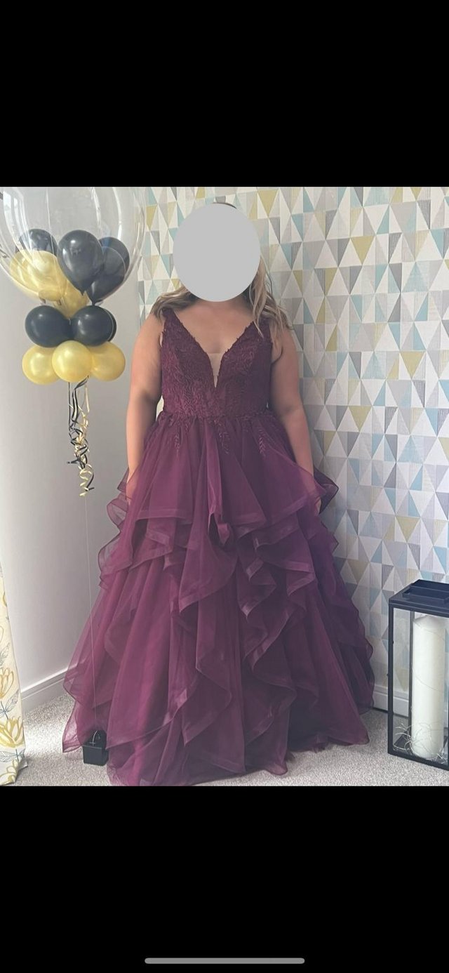 Preview of the first image of Plum Prom Dress Size 16 - immaculate Condition.