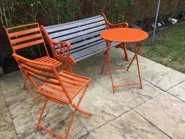 Image 1 of Garden bench and bistro table with 2 chairs