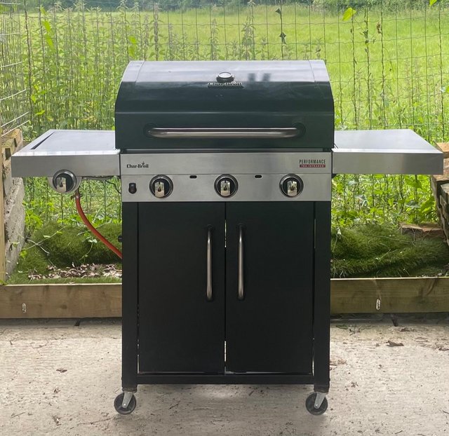 Preview of the first image of Char-Broil 3 Burner Gas BBQ Grill with Side Burner.