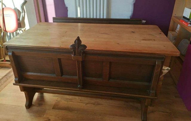 Image 1 of Two Bench Seat Solid Oak Pews