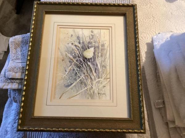 Image 1 of Original John Laver Painting of Butterfly in Tall Grass