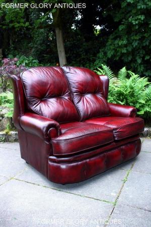 Image 46 of SAXON OXBLOOD RED LEATHER CHESTERFIELD SETTEE SOFA ARMCHAIR