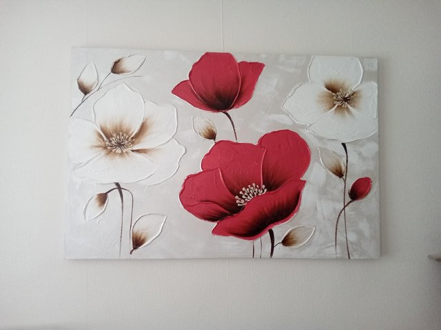 Preview of the first image of Large Red Poppy Canvas Wall Art.