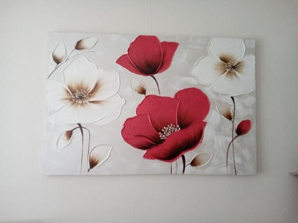 Image 1 of Large Red Poppy Canvas Wall Art