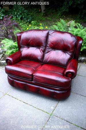 Image 29 of SAXON OXBLOOD RED LEATHER CHESTERFIELD SETTEE SOFA ARMCHAIR