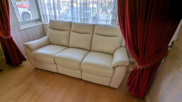 Image 3 of Recliner 3 seater leather sofa