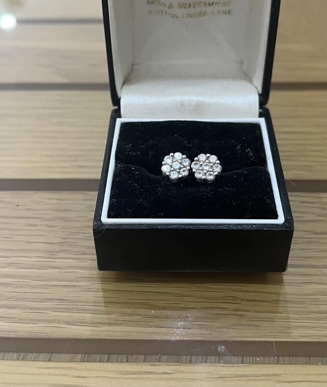 Preview of the first image of Platinum and diamond stud eRrings.