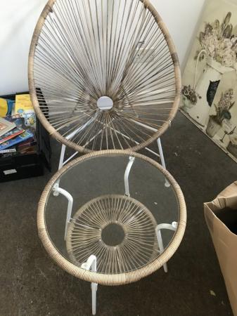 Image 1 of Two matching ratten chairs and table for sale