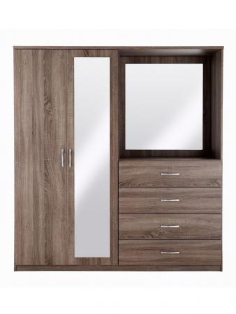 Image 2 of Two Door Four Draw Wardrobe with Mirrors in Black Ash