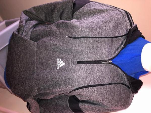 Image 1 of Grey ADIDAS full tracksuit top and bottoms in excellent cond