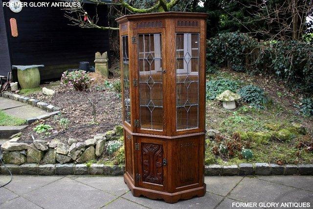 Image 103 of OLD CHARM LIGHT OAK CANTED CHINA DISPLAY CABINET STAND UNIT