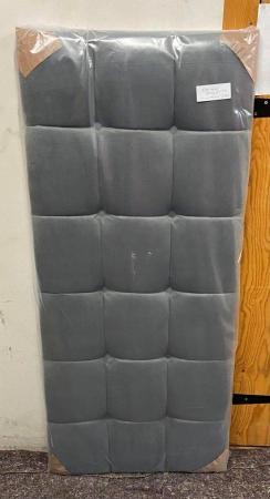 Image 1 of DOUBLE GREY PLUSH + BUTTONS HEADBOARD