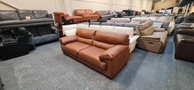 Image 4 of Ex-display Santino apollo tan leather 3 seater sofa