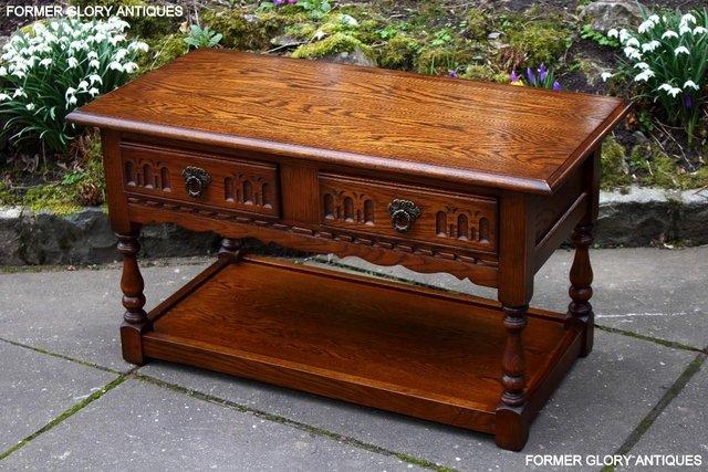 Image 107 of OLD CHARM LIGHT OAK TWO DRAWER COFFEE TABLE TV UNIT STAND