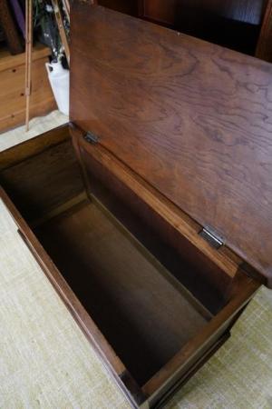 Image 4 of Vintage Old Charm Solid Oak Coffer Trunk Blanket Box Storage