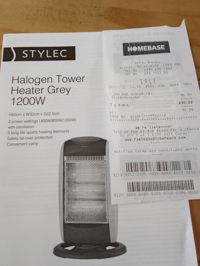 Preview of the first image of Gray heater 1200W for sale..