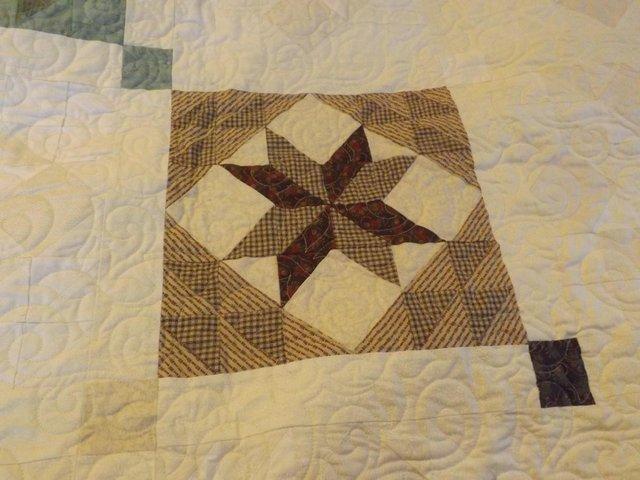 Preview of the first image of Lovely - Handmade quilted bed throw - 92 inches square.