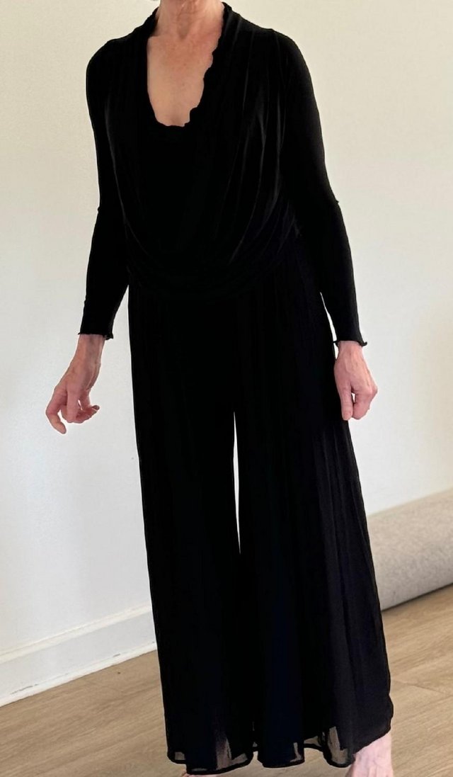 Preview of the first image of Dancing black trousers double layer, flared..