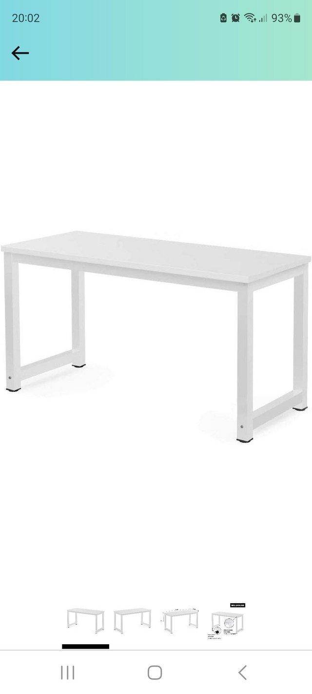 Preview of the first image of White metal framed computer desk.