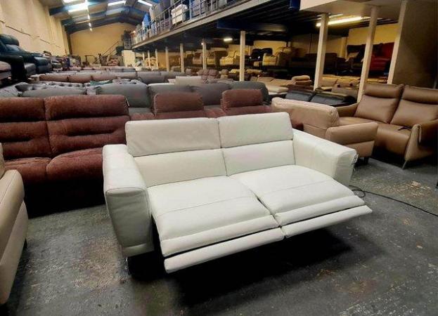 Image 3 of Sienna white leather electric recliner 3 seater sofa