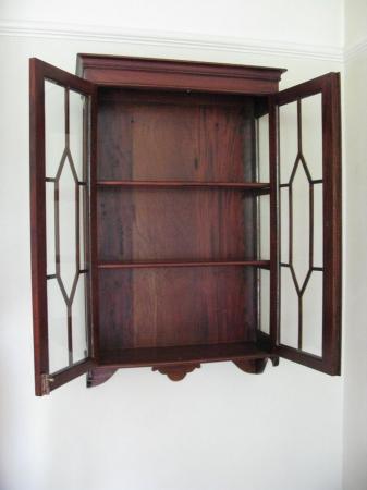 Image 1 of Glass Fronted Mahogany Wall Cabinet