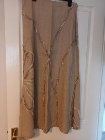 Image 2 of M&S per una, beige linen detailed skirt
